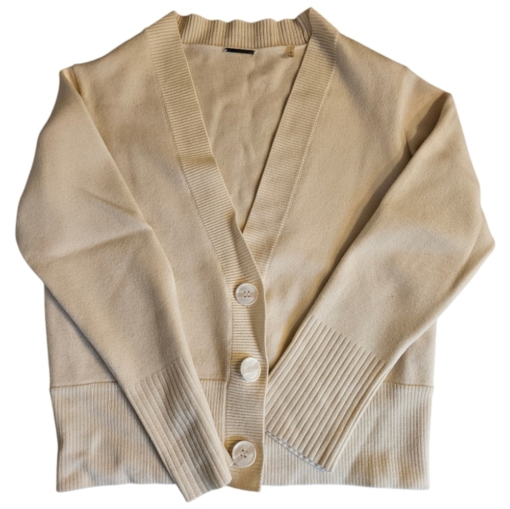 Tahari Cardigan Cream Sweater Merino Wool Size XS - Picture 1 of 4